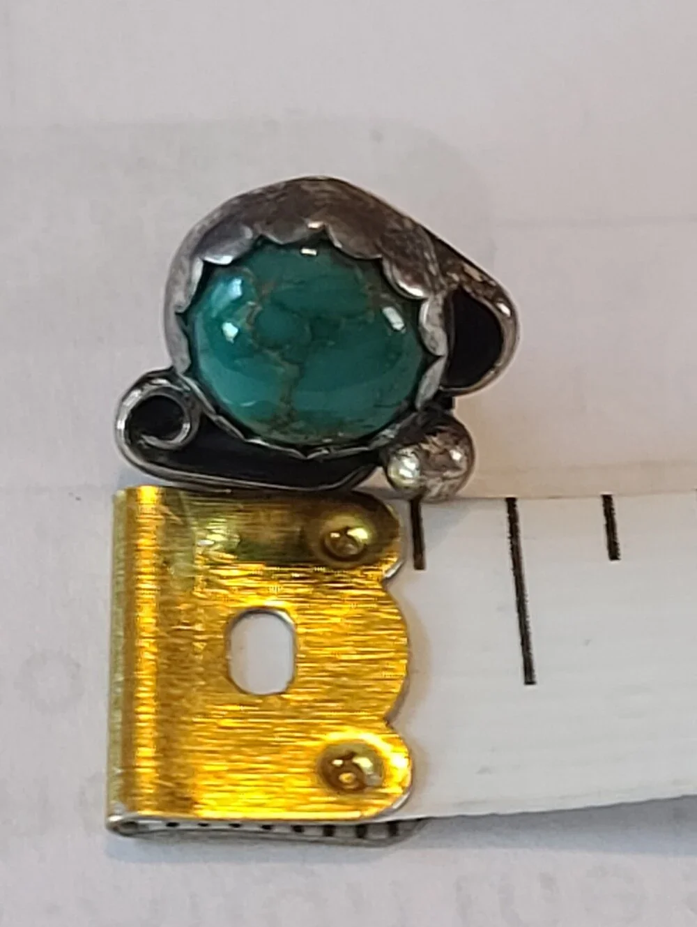 $165 Navajo Artisan Toney Toledo of Santa Fe Circa 1970-80's Turquoise Tie Tack!